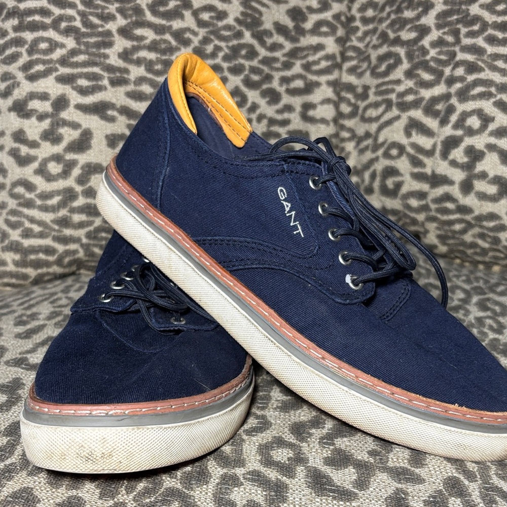 Gant prepville 1 navy blue low‎ top lace up sneakers men’s 7.5 casual shoes